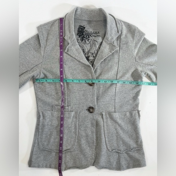 Vintage Anthropologie Grey Cotton Blazer Pockets Fitted Jacket Women’s Medium - Picture 6 of 10